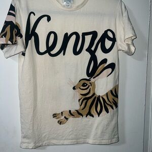 Kenzo Kids Beige and Black Bunny T-Shirt